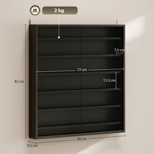 Bacheca Vetrina a Muro con 6 Ripiani Regolabili 80x9.5x83 cm in Legno Nero