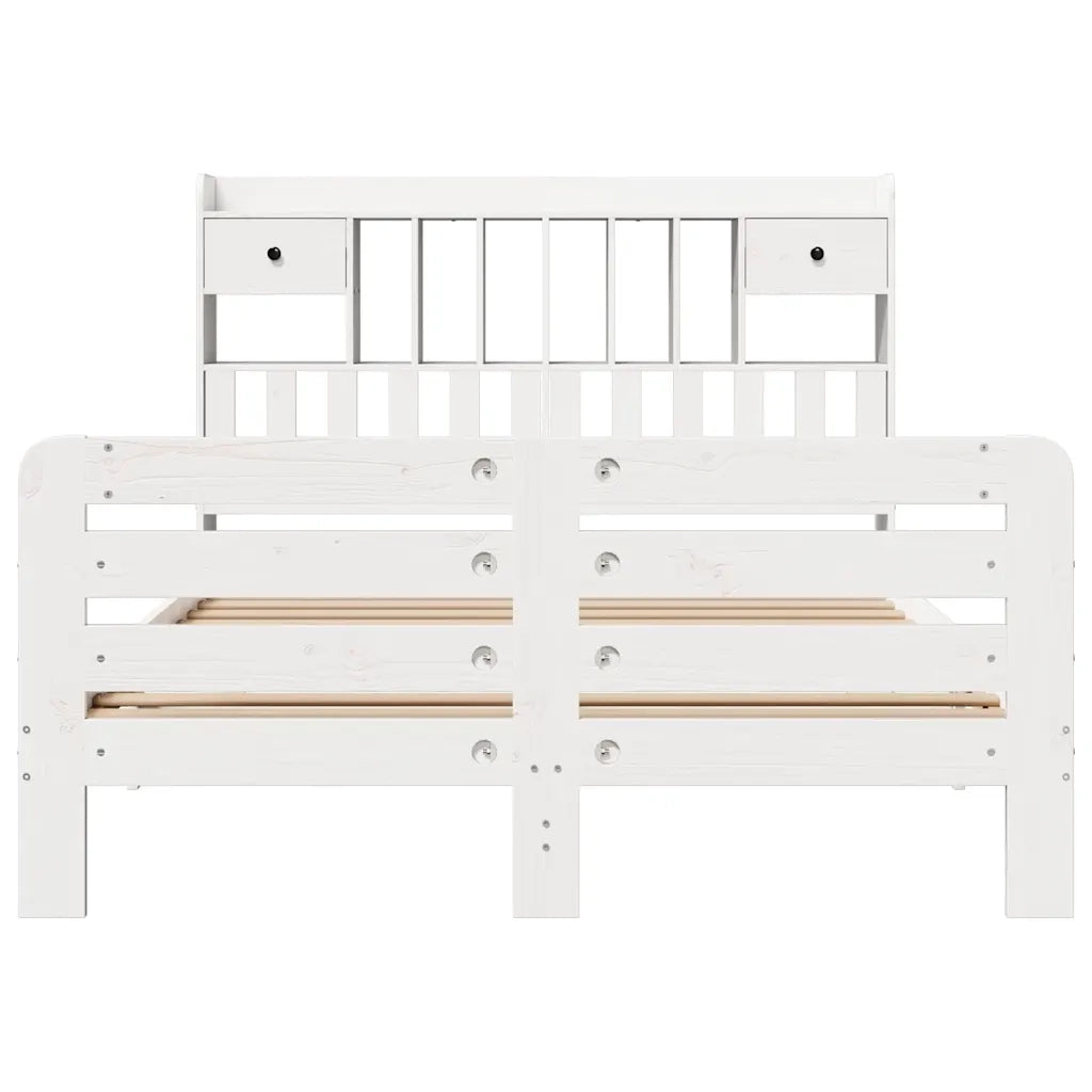 Letto Libreria senza Materasso Bianco 140x190 cm Legno di Pino 3309990