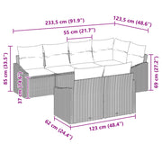 Set di divani da giardino da 7 pezzi con cuscini Beige Polyrattan