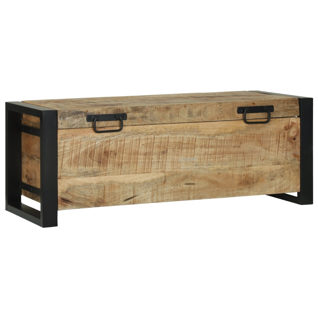 Baule di Stoccaggio 80x30x30cm in Legno di Mango e Metallo