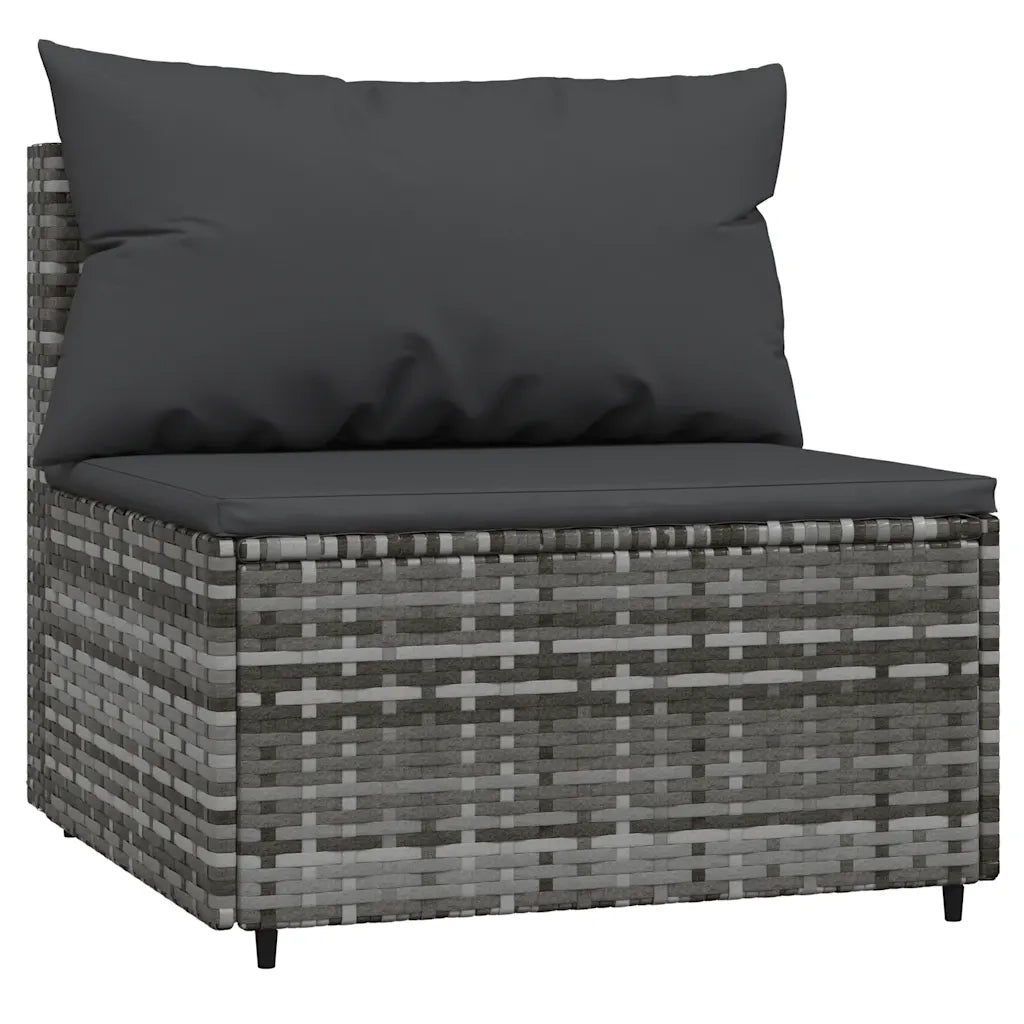 Set Divani da Giardino 3 pz | Set Salotto da Giardino con Cuscini in Polyrattan Grigio