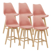Set di 6 sgabelli da bar in plastica sintetica finitura faggio 105x48x58 cm rosa 03_0008729