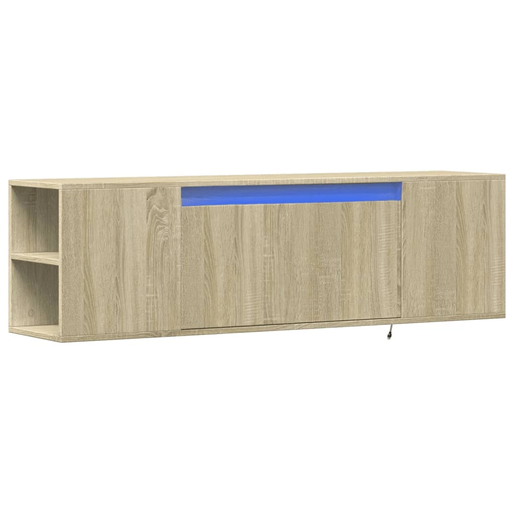 Mobile TV multimediale mensola TV credenza mobile TV sala da pranzo soggiorno parete attrezzata per camera da letto con luci LED rovere Sonoma 135 x 31 x 39,5 cm marrone 02_0028008
