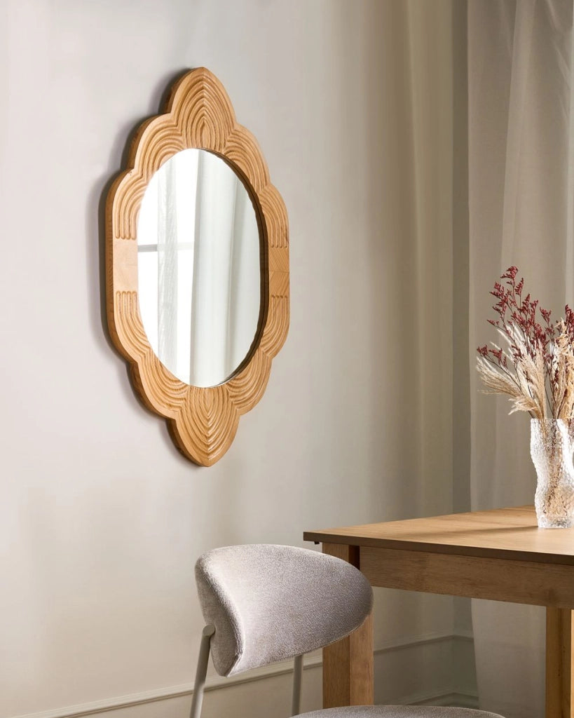 Specchio da parete con cornice in legno marrone chiaro Grande specchio da appendere Camera da letto Soggiorno Corridoio Stile tradizionale