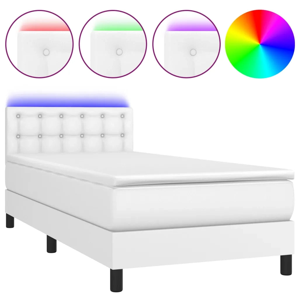 Giroletto Molle con Materasso e LED Bianco 90x200 cm Similpelle 3134202