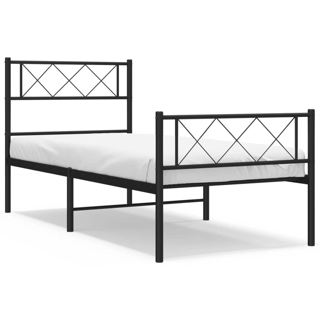 Giroletto con Testiera e Pediera Metallo Nero 90x190 cmcod mxl 106512
