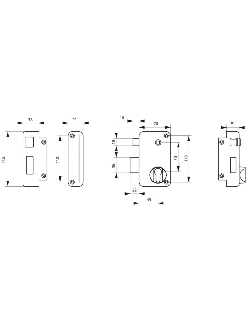 Cassa serratura CP con quadro maniglia 75 x 130 mm, sinistra – THIRARD