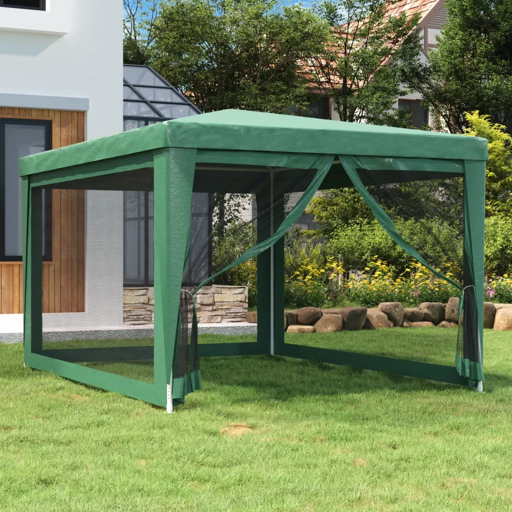 Tenda per Feste con 4 Pareti Laterali in Rete Verde 3x4 m HDPE cod mxl 50916