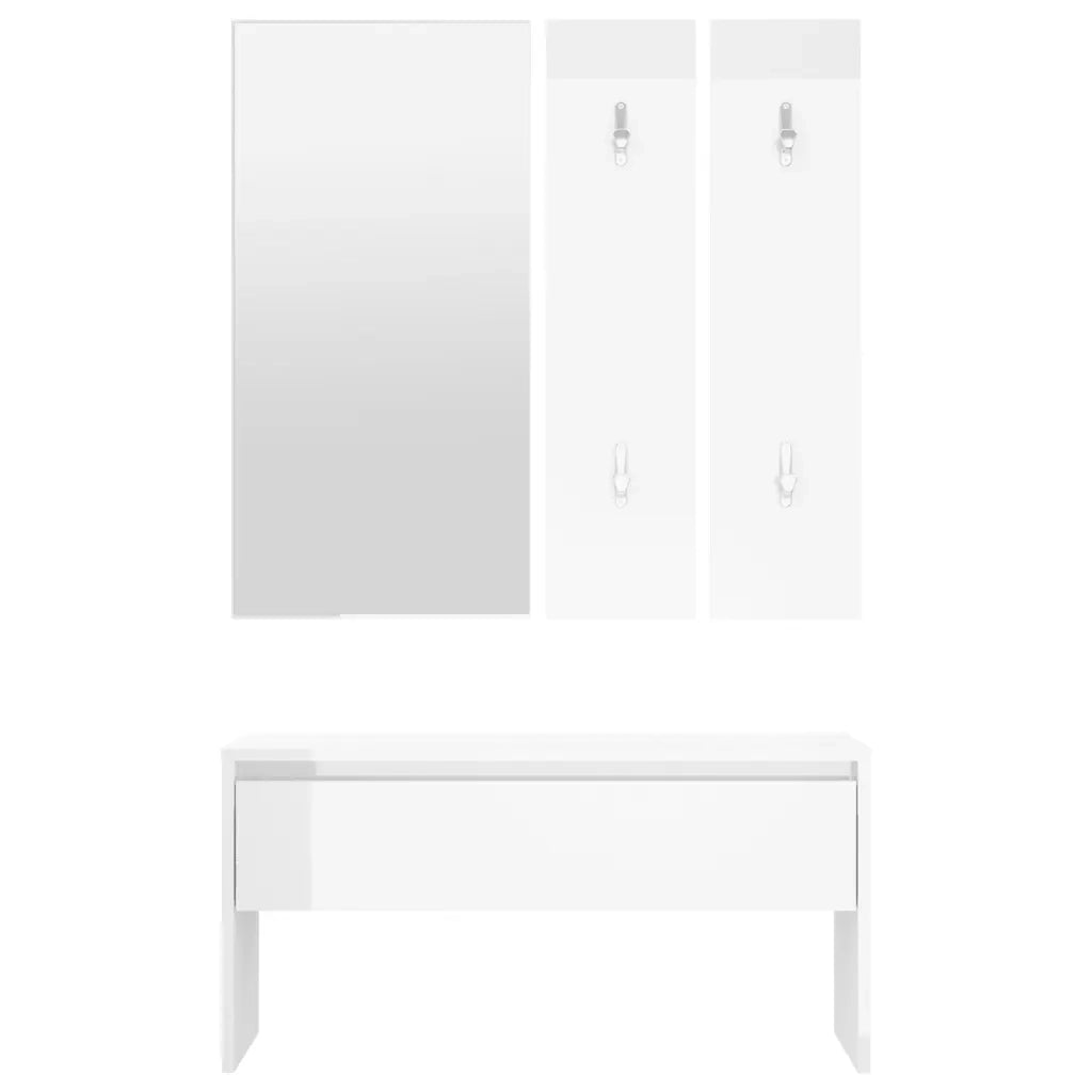 Set di Mobili da Corridoio Bianco Lucido in Legno Multistrato cod mxl 50477