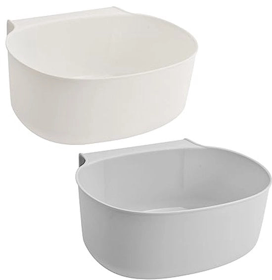 Set di 2 contenitori per rifiuti appesi, contenitori per rifiuti domestici, contenitori per rifiuti, supporti per appendere contenitori per rifiuti in cucina, auto, bagno, camera da letto, bianco e grigio