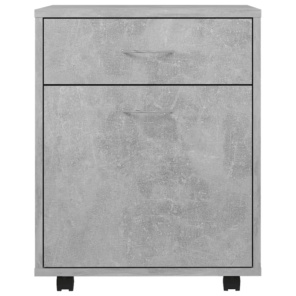 Mobiletto con Ruote Grigio Cemento 45x38x54cm Legno Multistrato 808444