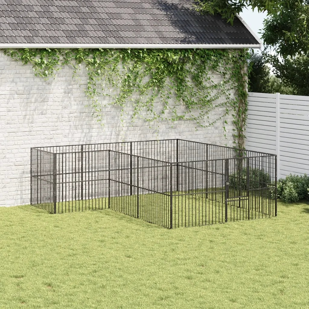 Box per Cani 12 Pannelli Nero Acciaio Zincato CFW6589690