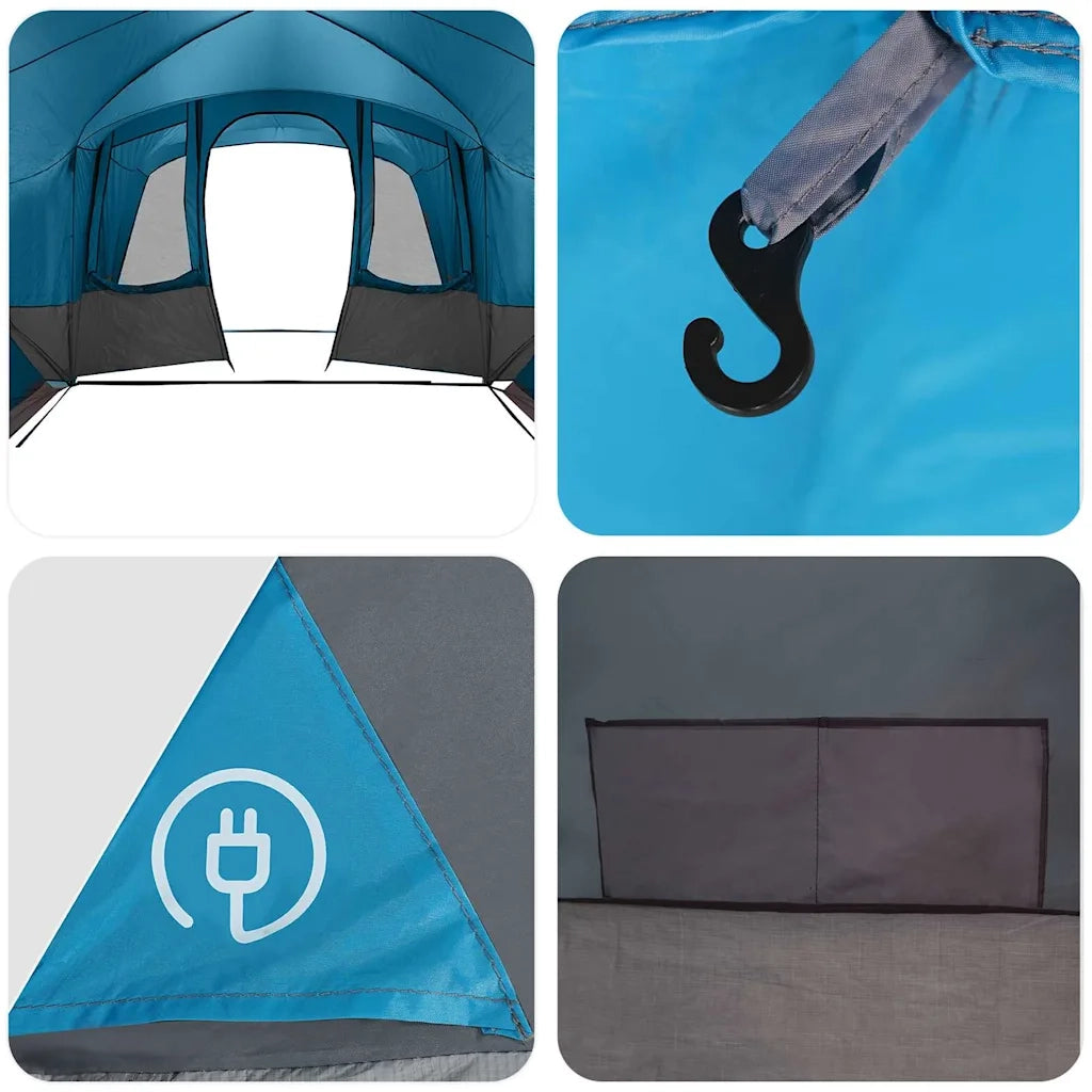 Tenda per famiglie 12 persone Blu e Grigio 760 x 645 x 230 cm