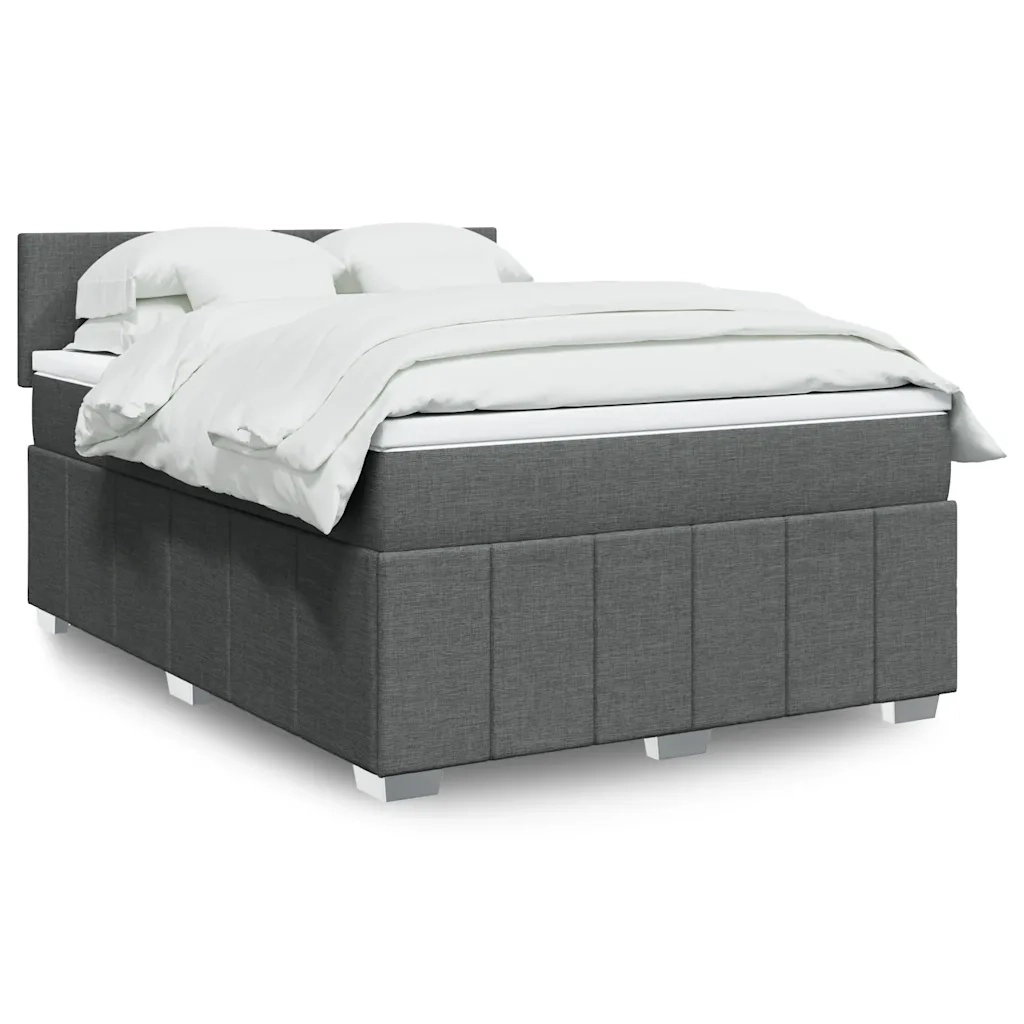 Giroletto a Molle con Materasso Grigio Scuro 140x190 cm Tessuto 3287057