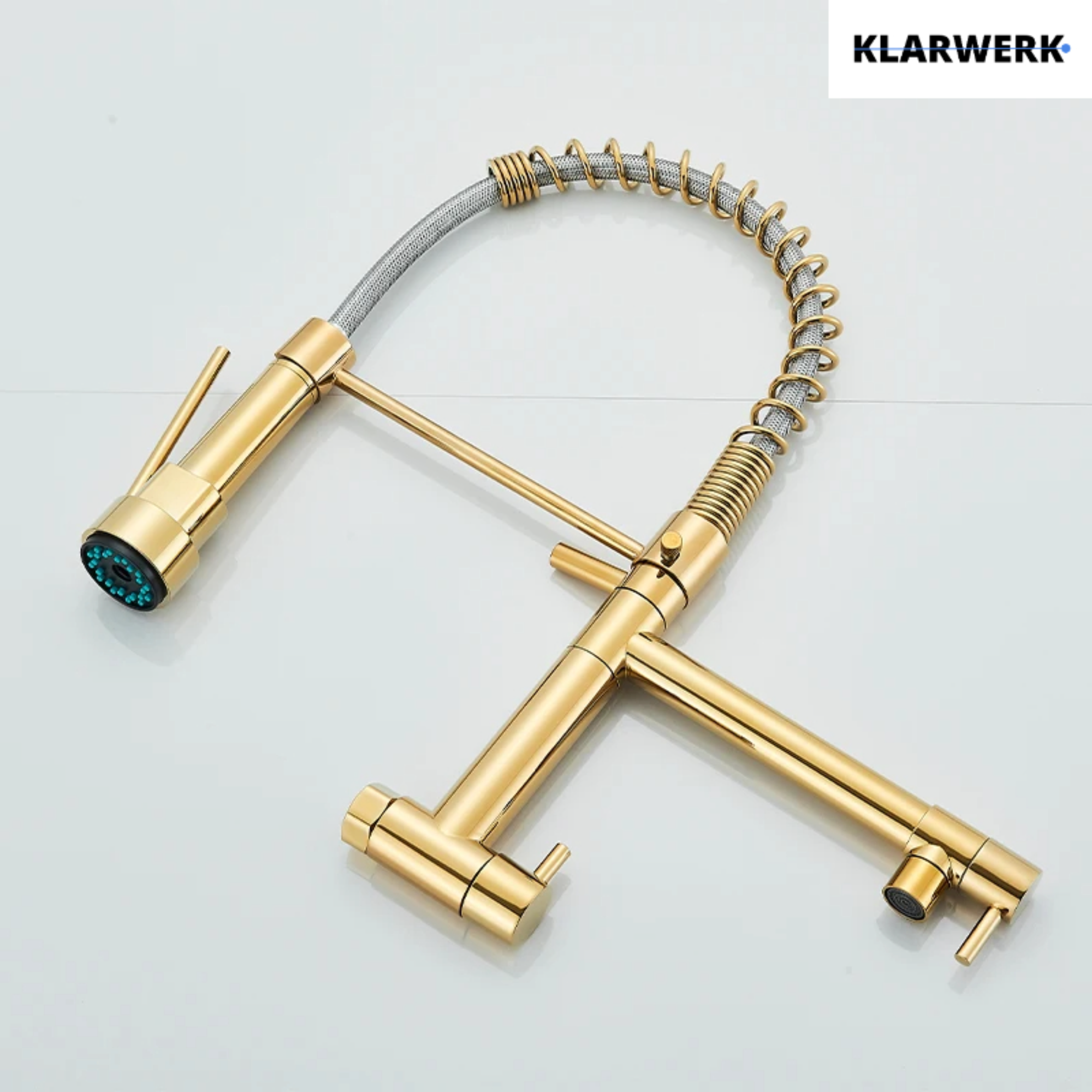 Björn |gastronomia rubinetto monoforo a parete per acqua fredda oro|da cucina professionale in acciaio inox a due getti|doppio per lavello ristorante