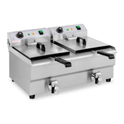 Friggitrice elettrica professionale per ristoranti 2 x 13 litri rubinetti di scarico 14_0001787