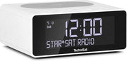 Radio Stereo DAB con Funzione di Sveglia e Timer, Display Regolabile, Caricatore Senza Fili, Altoparlanti Stereofonici 2 x 1 W, Bianco