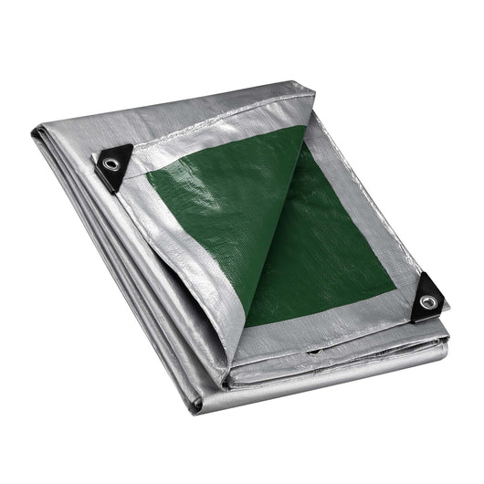 Telone occhiellato verde 7 x 6 m resistente alle intemperie e a raggi UV, impermeabile, robusto telo di protezione in polietilene 120 g/m² con rivestimento in PVC