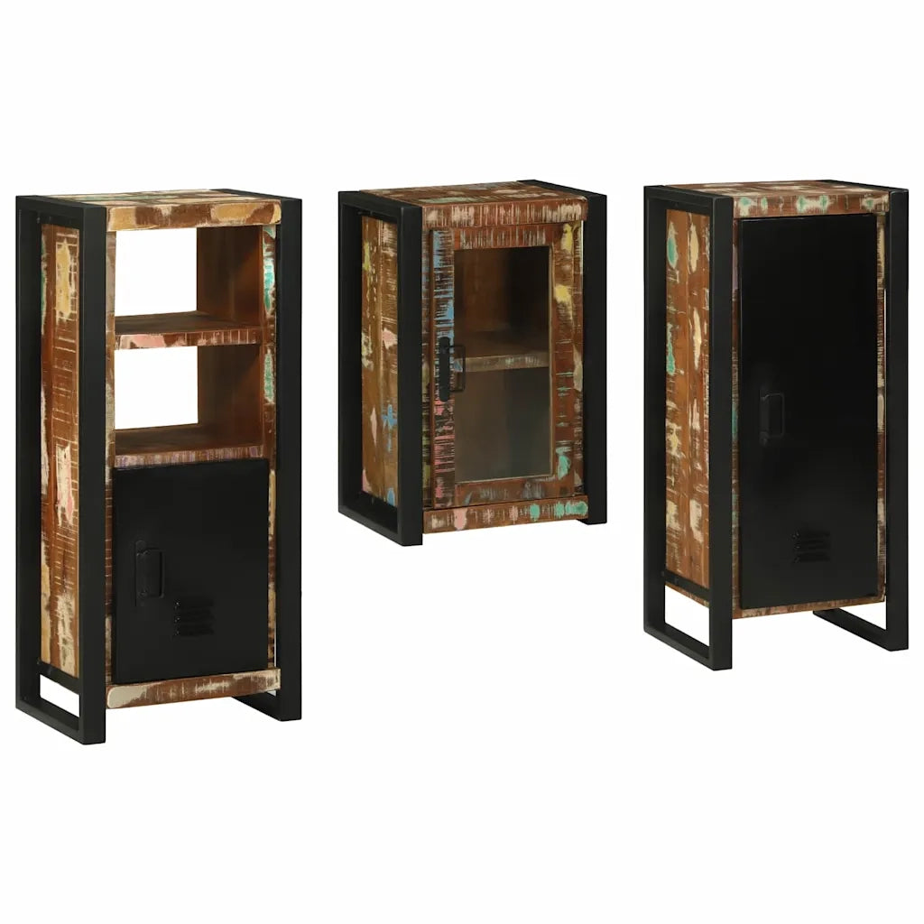 Set di mobili per il Bagno | Armadio da bagno 3 pz Legno massello riciclato