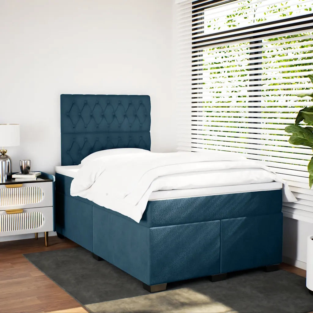 Giroletto a Molle con Materasso Blu 120x200 cm in Velluto 3293192