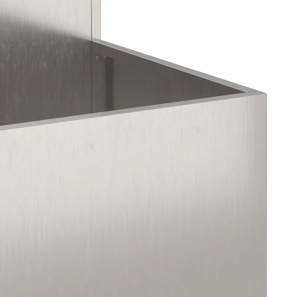 Fioriera rettangolare moderna da giardino 80 x 80 x 60 cm con fondo aperto in acciaio inox argento 02_0052071
