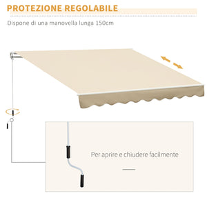 Tenda da Sole Avvolgibile a Parete 4x2.5m in Poliestere Beige