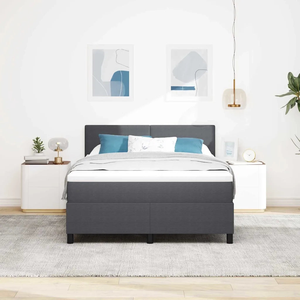 Letto a molle con testiera Grigio Scuro e Bianco 140 x 200 cm 3337516