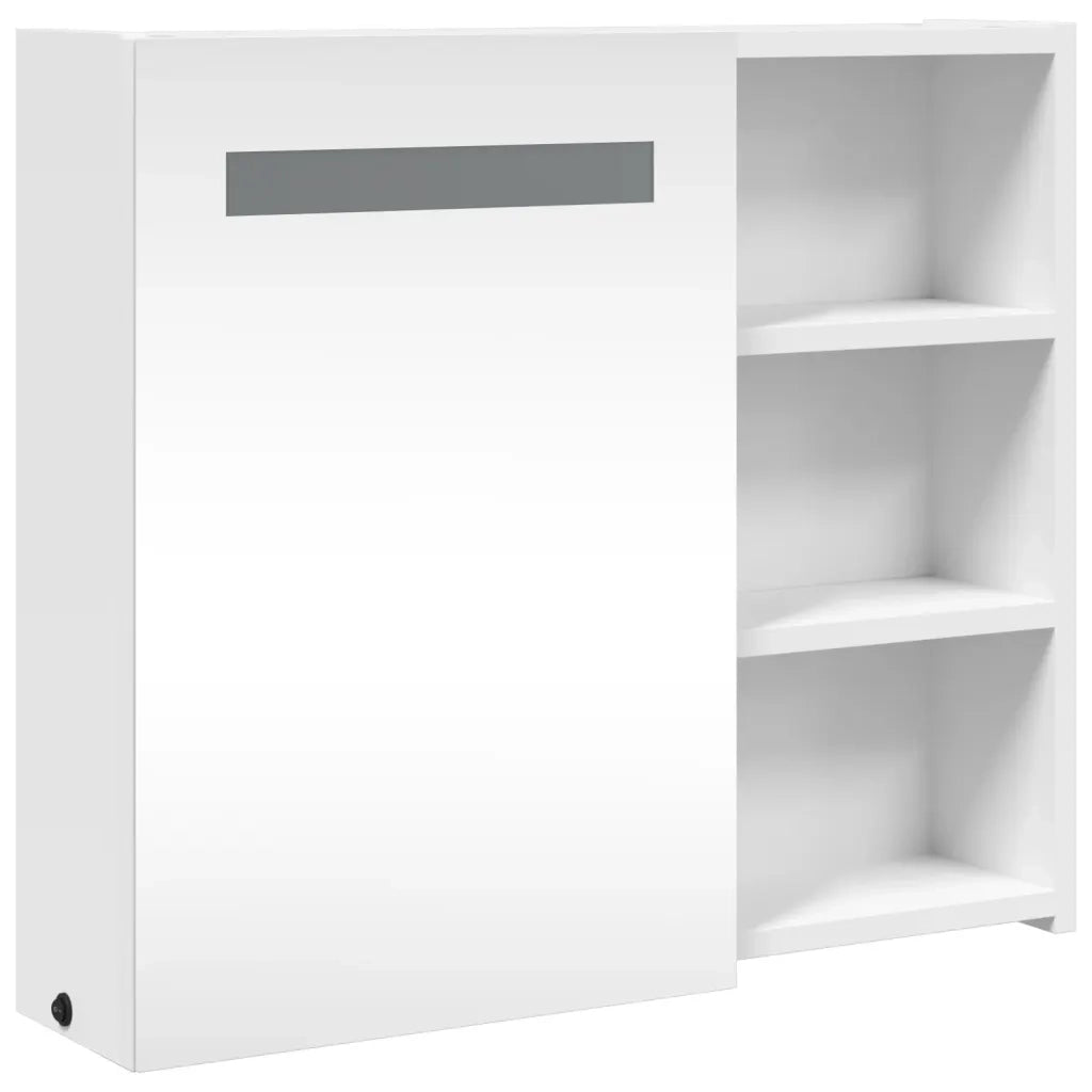 Armadietto Bagno | Armadio da bagno con Specchio e LED Bianco 60x13x52 cm