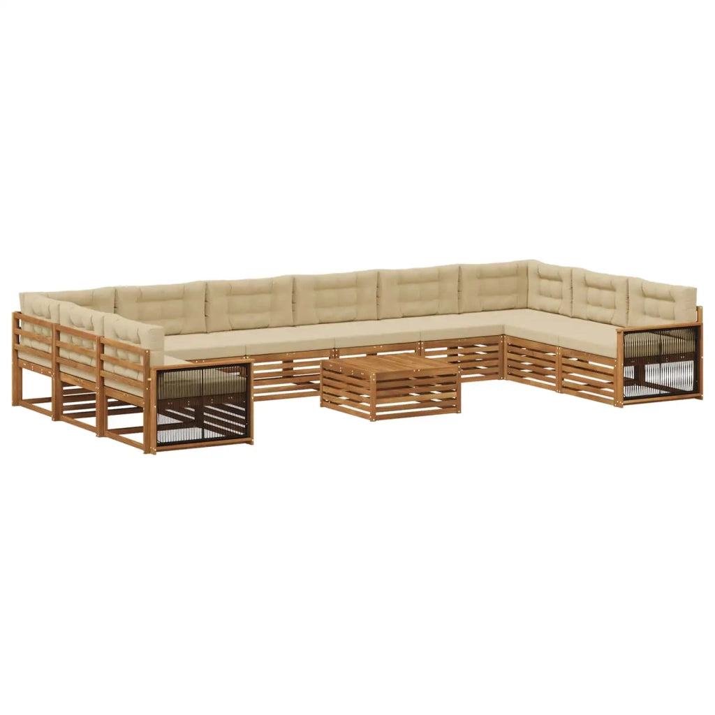 Set divani con cuscino 11 pcs Legno di Acacia Massello