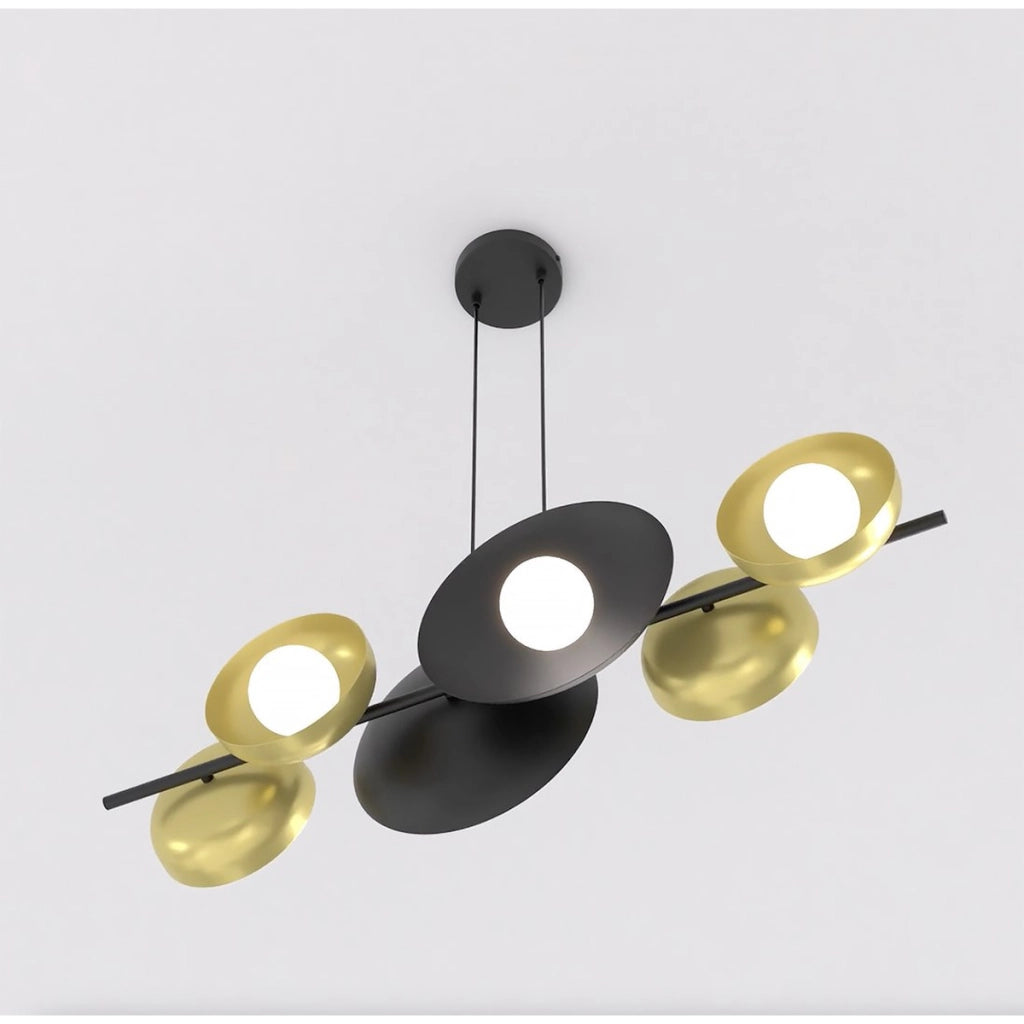 Lampada a sospensione Volum in acciaio nero e oro