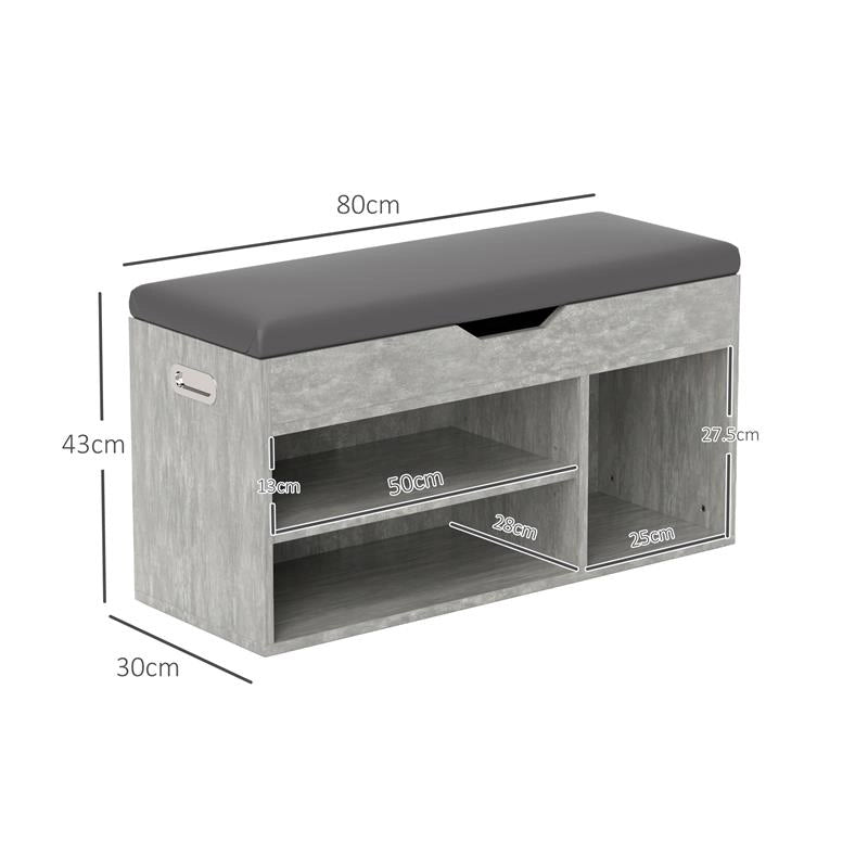SCARPIERA SALVASPAZIO IMBOTTITA A 3 RIPIANI APERTI CON SPAZIO A SCOMPARSA, IN LEGNO, 80X30X45 CM, NERO E GRIGIO