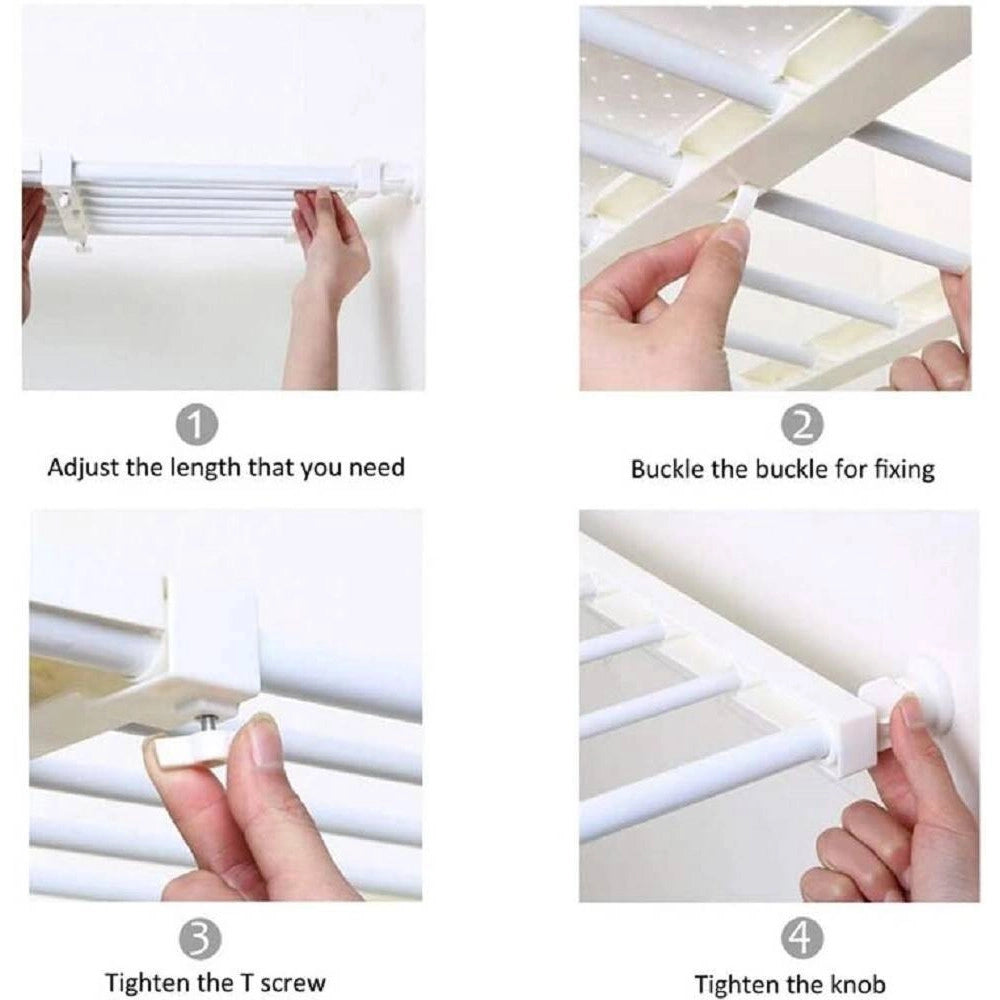 Trade Shop - Scaffale Telescopico Per Armadio Regolabile 30cm Allungabile Da 53-90 Cm Acciaio -