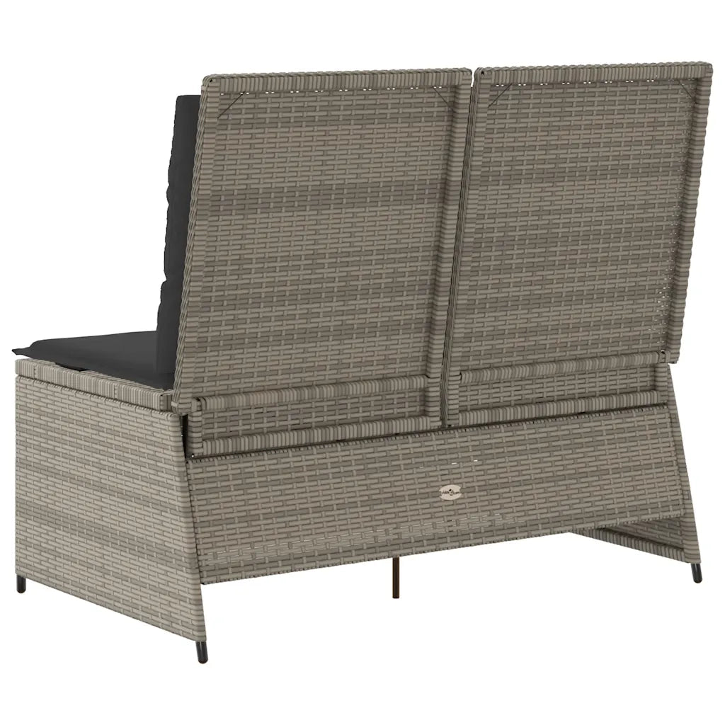 Panca Reclinabile da Giardino con Cuscini-Sgabello-Sedia da esterno Grigia in Polyrattan 571825