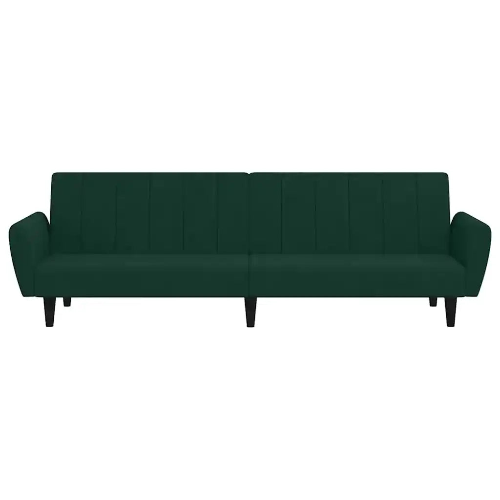 Divano Letto a 2 Posti Verde Scuro in Velluto 375860