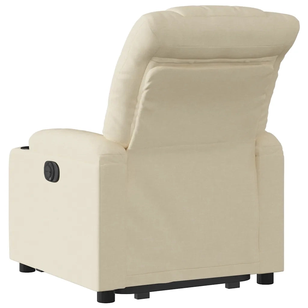 Poltrona | Sedia Relax Alzapersona Reclinabile Crema in Tessuto