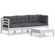 Set Divani da Giardino 4 pz | Set Salotto da Giardino con Cuscini Antracite Legno di Pino