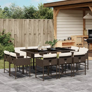 Set da Pranzo da Giardino 11 pz con Cuscini Polyrattan Marrone