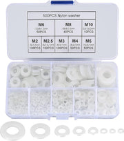 Flesselli, piatto, nero, nylon, boccole a distanza, teste di macchina, sigillanti per fissaggi industriali, cerniere meccaniche, M2/M2.5/M3/M4/M5/M6/M8/M10, bianco, 500 pezzi