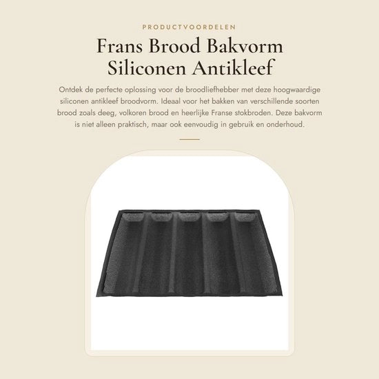 Forma per Pane in Silicone Antiscivellante - Forma a Baguette - Resistente al Calore fino a 250°C - Sicuro per l'Alimentazione - Facile da Pulire