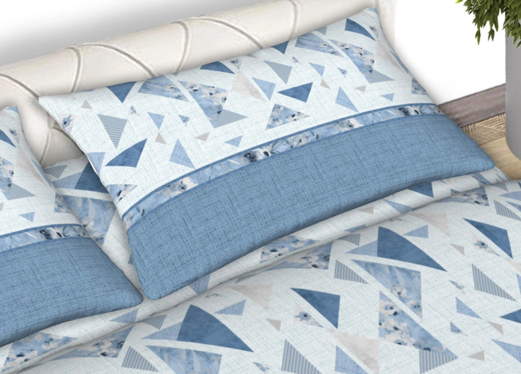 Completo Lenzuola Letto 100% Cotone Made Italy Disegno Mosaico CN - Singolo - Azzurro