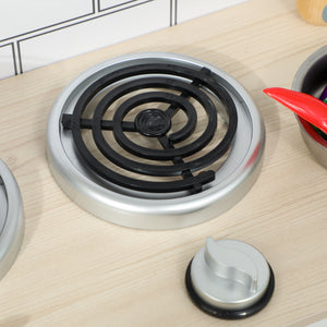 Cucina Giocattolo per Bambini 3-6 Anni con Set di Accessori Lavandino e Manopole con Suoni in Legno Bianco