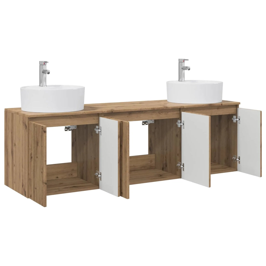 Set di Armadi da Bagno 3 pz Rovere Artigianale 3405676