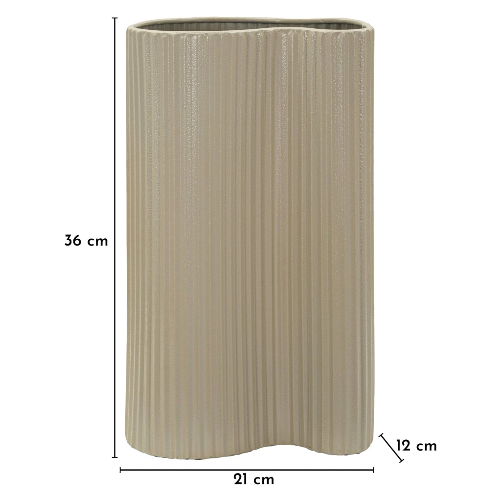 Fase, Vaso Superficie Ondulata con Finitura Opaca, Beige