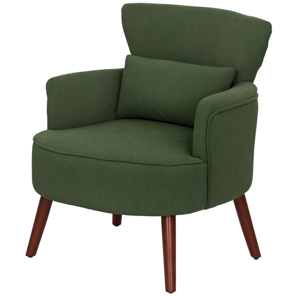 Poltrona in velluto verde con cuscino lombare e gambe in legno ¨C zephmum ¨C verde