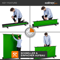 Fondale fotografico a rullo verde 165 x 220 cm, sfondo avvolgibile con supporto, sistema per studi fotografici, pannello ingualcibile ideale per chroma key