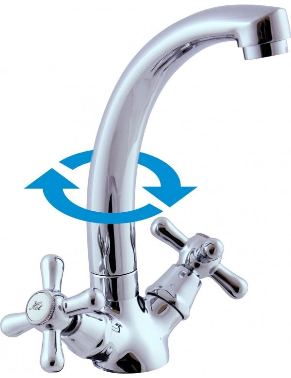 MORAVA Miscelatore Lavabo Alto con Braccio Girevole in Cromo H 17,6 cm