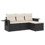 Set Divani da Giardino 4 pz | Set Salotto da Giardino con Cuscini Nero in Polyrattan