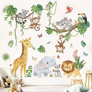 Decorazione per Parete con Animali della Giungla - Sticker per Parete per Camera dei Bambini - Decorazione per Camera da Bambini - Adesivo Self-Adesivo - Facile da Applicare - Adatto per Pareti Liscie