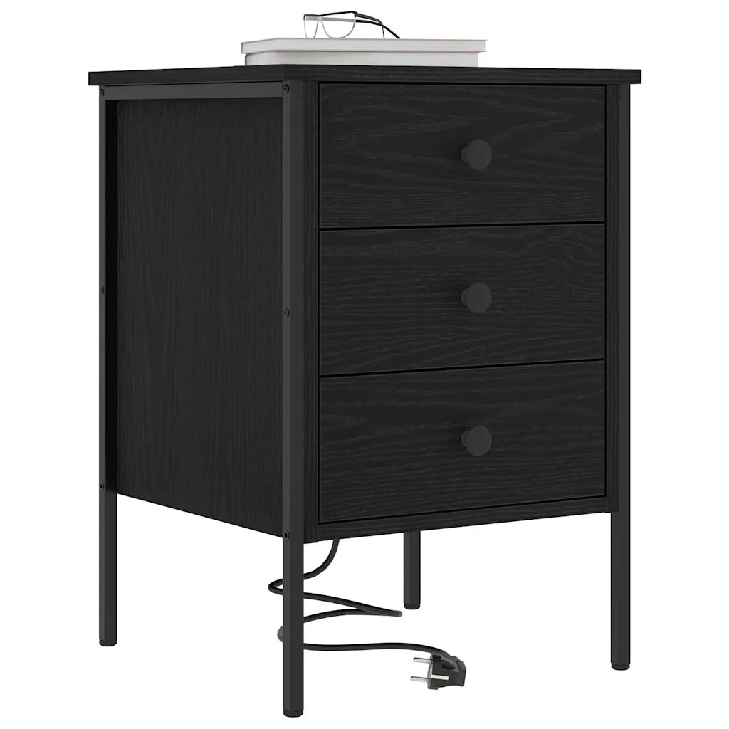 Armadio da Notte con cassetto 2 pcs Rovere Nero 42 x 41 x 61 cm 859481