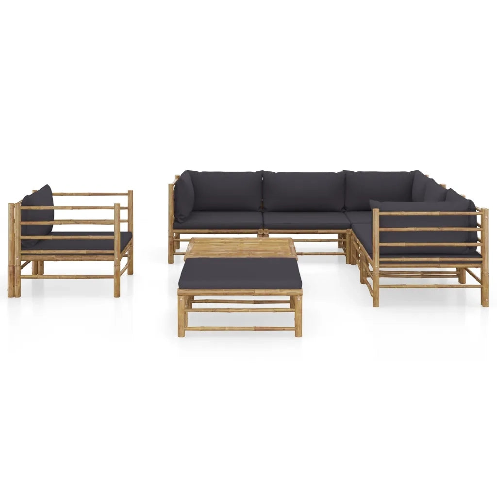 Set Divani da Giardino 8 pz con Cuscini Grigio Scuro in BambÃ¹ cod mxl 48112